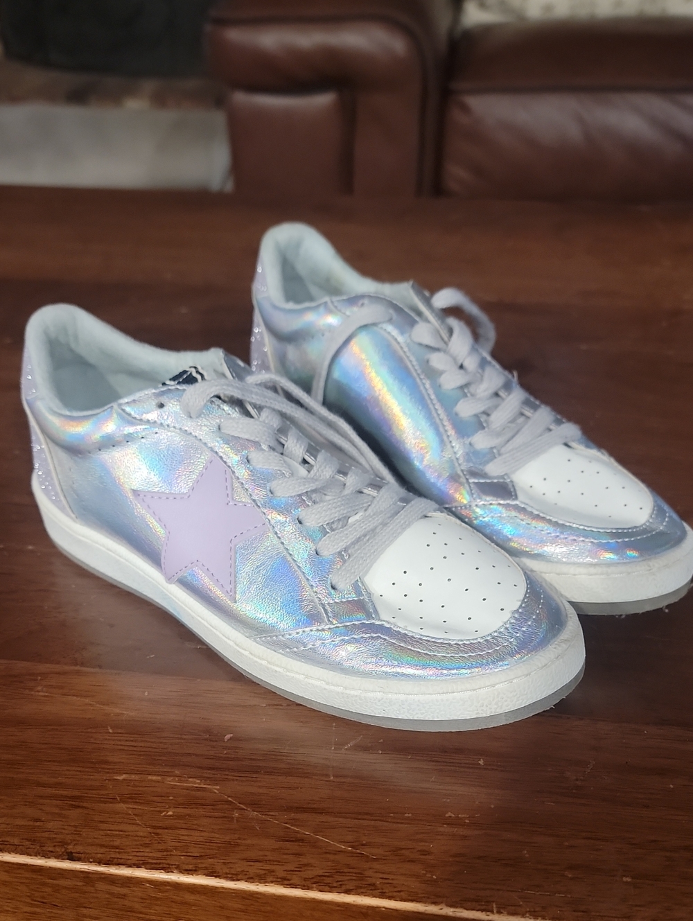 ShuShop Iridescent Holographic Sneakers with Lilac Star